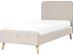 Polsterbett Leinenoptik Beige Lattenrost 90 X 200 Cm Rennes