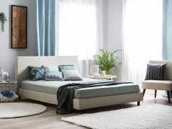 Polsterbett Leinenoptik Beige Lattenrost 180 X 200 Cm Albi