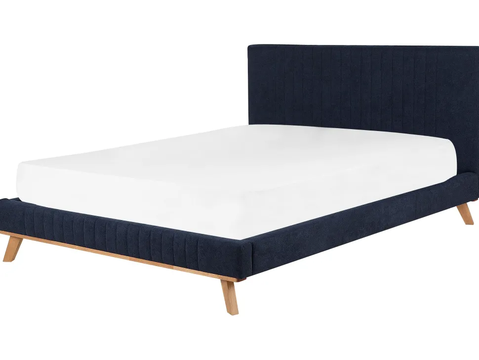 Polsterbett Leinenoptik Dunkelblau Lattenrost 180 X 200 Cm Talence