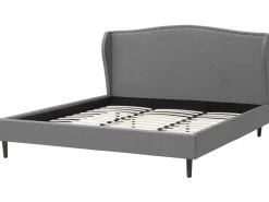 Polsterbett Leinenoptik Grau Lattenrost 180 X 200 Cm Colmar
