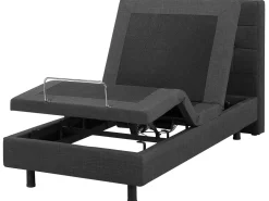 Polsterbett Leinenoptik Grau Elektrisch Verstellbar 90 X 200 Cm Duke