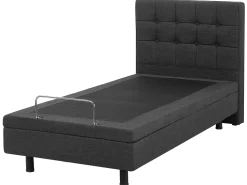 Polsterbett Leinenoptik Grau Elektrisch Verstellbar 90 X 200 Cm Duke