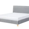 Polsterbett Leinenoptik Grau Lattenrost 180 X 200 Cm Sennez