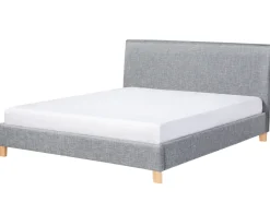 Polsterbett Leinenoptik Grau Lattenrost 180 X 200 Cm Sennez