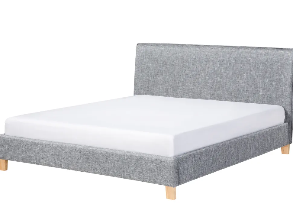 Polsterbett Leinenoptik Grau Lattenrost 180 X 200 Cm Sennez