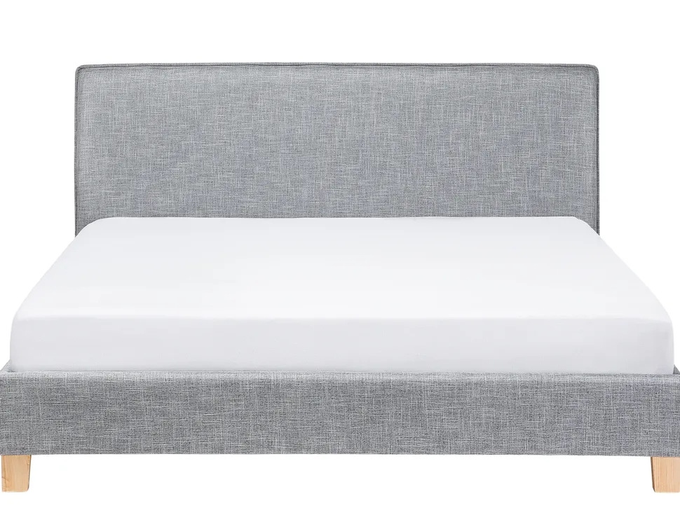 Polsterbett Leinenoptik Grau Lattenrost 180 X 200 Cm Sennez