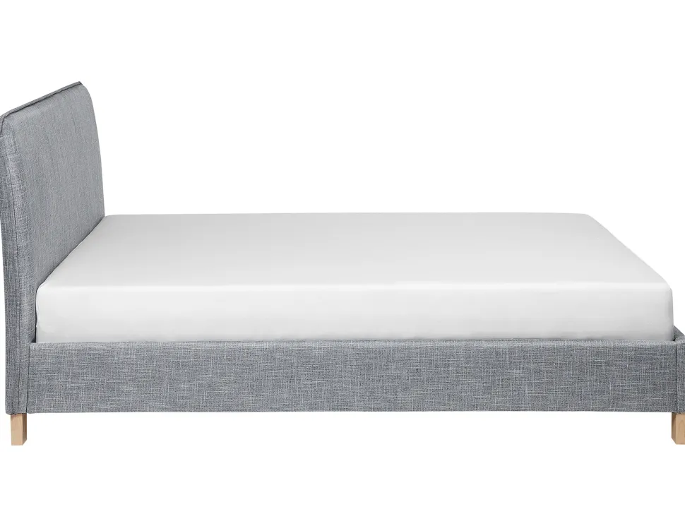 Polsterbett Leinenoptik Grau Lattenrost 180 X 200 Cm Sennez