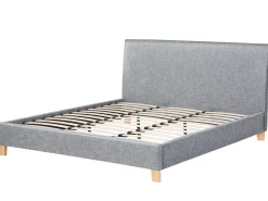 Polsterbett Leinenoptik Grau Lattenrost 180 X 200 Cm Sennez