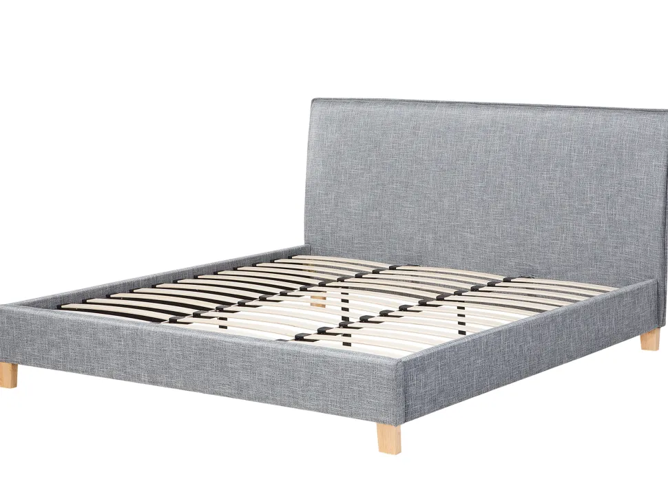 Polsterbett Leinenoptik Grau Lattenrost 180 X 200 Cm Sennez