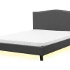 Polsterbett Leinenoptik Grau 180 X 200 Cm Mit Led-Beleuchtung Weis Montpellier