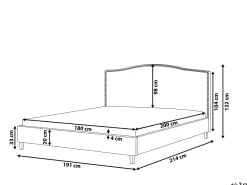 Polsterbett Leinenoptik Grau 180 X 200 Cm Mit Led-Beleuchtung Weis Montpellier