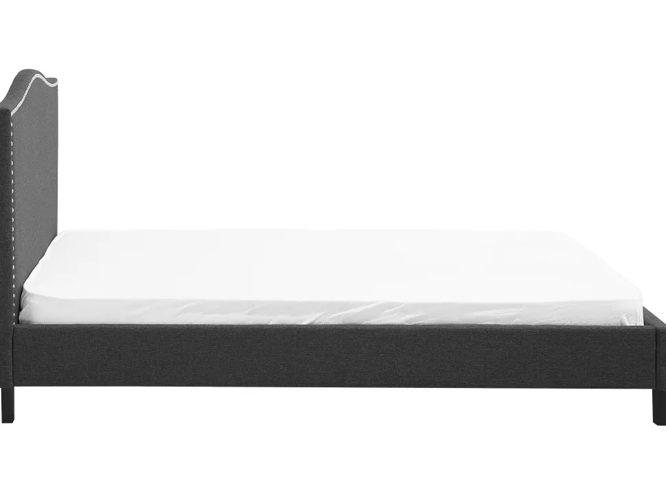 Polsterbett Leinenoptik Grau 180 X 200 Cm Mit Led-Beleuchtung Weis Montpellier