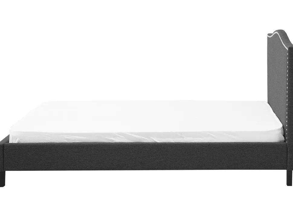 Polsterbett Leinenoptik Grau 180 X 200 Cm Mit Led-Beleuchtung Weis Montpellier