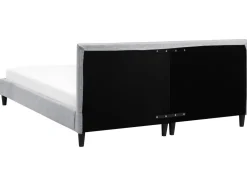 Polsterbett Leinenoptik Hellgrau Mit Led-Beleuchtung Weis 160 X 200 Cm Fitou