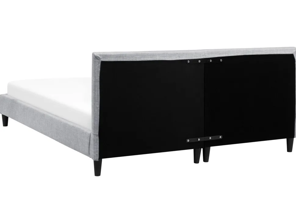 Polsterbett Leinenoptik Hellgrau Mit Led-Beleuchtung Weis 160 X 200 Cm Fitou