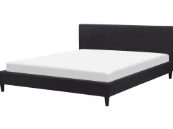 Polsterbett Leinenoptik Schwarz Lattenrost 180 X 200 Cm Fitou