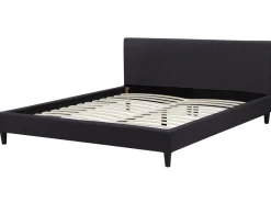 Polsterbett Leinenoptik Schwarz Lattenrost 180 X 200 Cm Fitou