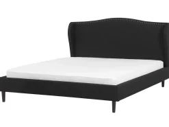 Polsterbett Leinenoptik Schwarz Lattenrost 180 X 200 Cm Colmar