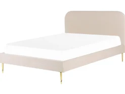 Polsterbett Samtstoff Beige 180 X 200 Cm Lattenrost Flayat