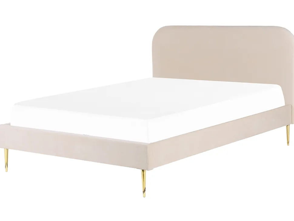 Polsterbett Samtstoff Beige 180 X 200 Cm Lattenrost Flayat