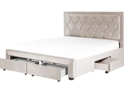 Polsterbett Samtstoff Beige Mit Bettkasten 180 X 200 Cm Lievin