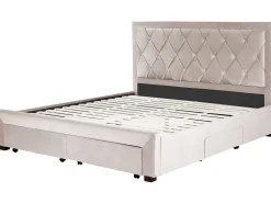 Polsterbett Samtstoff Beige Mit Bettkasten 180 X 200 Cm Lievin
