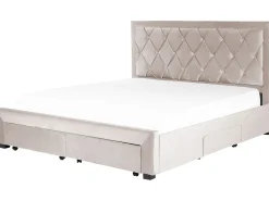 Polsterbett Samtstoff Beige Mit Bettkasten 180 X 200 Cm Lievin