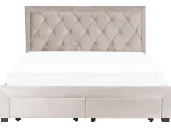 Polsterbett Samtstoff Beige Mit Bettkasten 180 X 200 Cm Lievin