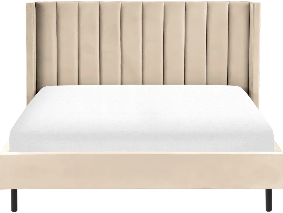 Polsterbett Samtstoff Beige Lattenrost 180 X 200 Cm Villette