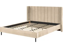 Polsterbett Samtstoff Beige Lattenrost 180 X 200 Cm Villette