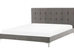 Polsterbett Samtstoff Grau Lattenrost 180 X 200 Cm Ambert