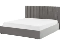 Polsterbett Samtstoff Grau Mit Stauraum 180 X 200 Cm Vion