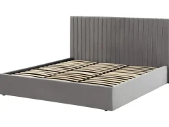 Polsterbett Samtstoff Grau Mit Stauraum 180 X 200 Cm Vion