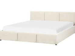 Polsterbett Samtstoff Hellbeige Mit Bettkasten Hochklappbar 180 X 200 Cm Bousse