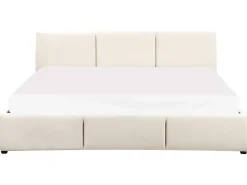 Polsterbett Samtstoff Hellbeige Mit Bettkasten Hochklappbar 180 X 200 Cm Bousse
