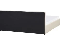Polsterbett Samtstoff Hellbeige Mit Bettkasten Hochklappbar 180 X 200 Cm Bousse