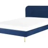 Polsterbett Samtstoff Marineblau 180 X 200 Cm Lattenrost Flayat