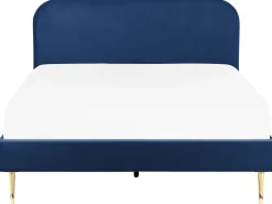 Polsterbett Samtstoff Marineblau 180 X 200 Cm Lattenrost Flayat