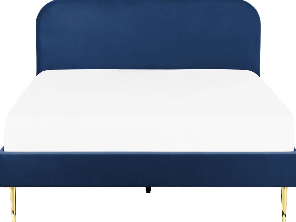 Polsterbett Samtstoff Marineblau 180 X 200 Cm Lattenrost Flayat