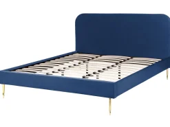 Polsterbett Samtstoff Marineblau 180 X 200 Cm Lattenrost Flayat