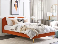 Polsterbett Samtstoff Orange 180 X 200 Cm Lattenrost Flayat