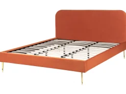 Polsterbett Samtstoff Orange 180 X 200 Cm Lattenrost Flayat