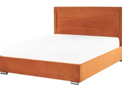 Polsterbett Samtstoff Orange Mit Stauraum 140 X 200 Cm Rouen