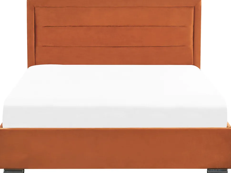 Polsterbett Samtstoff Orange Mit Stauraum 140 X 200 Cm Rouen
