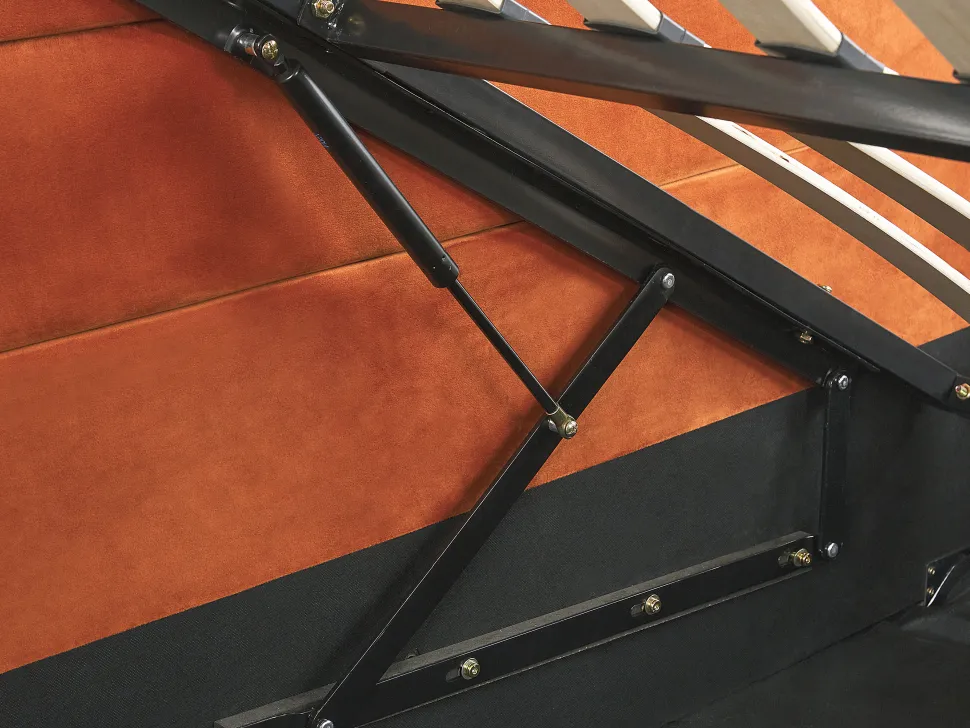 Polsterbett Samtstoff Orange Mit Stauraum 140 X 200 Cm Rouen