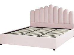 Polsterbett Samtstoff Pastellrosa Mit Bettkasten Hochklappbar 180 X 200 Cm Vincennes