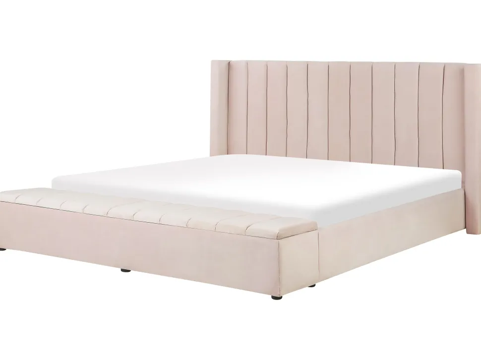 Polsterbett Samtstoff Pastellrosa Mit Stauraum 180 X 200 Cm Noyers