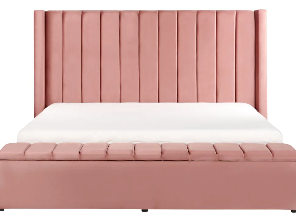 Polsterbett Samtstoff Rosa Mit Stauraum 180 X 200 Cm Noyers