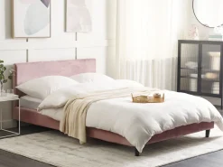 Polsterbett Samtstoff Rosa Lattenrost 160 X 200 Cm Fitou