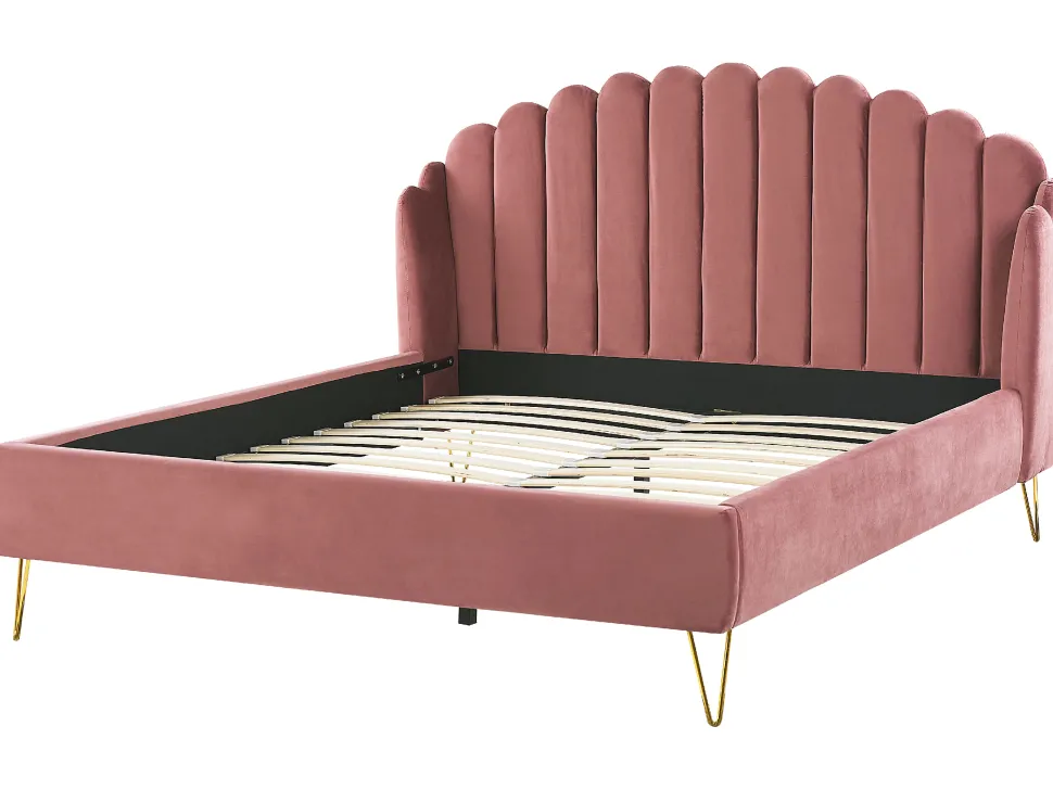 Polsterbett Samtstoff Rosa Lattenrost 180 X 200 Cm Ambillou